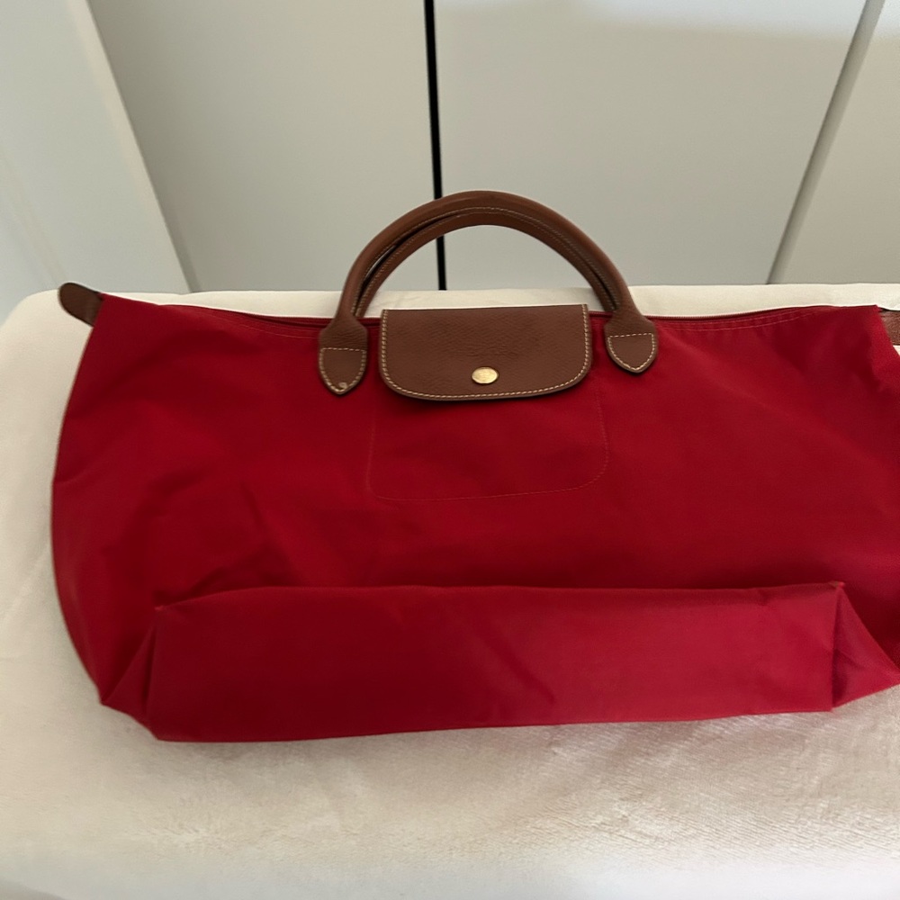 Longchamp Red and Brown Tote Bag